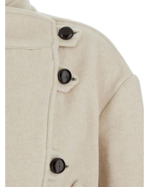 Isabel Marant Natural 'Hanis' Jacket With Stand-Up Collar And Dropped Sh