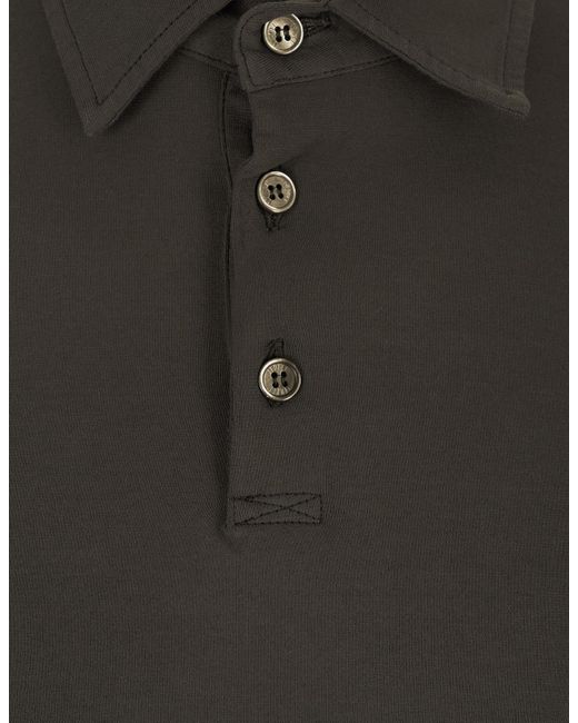 Fedeli Gray Military Long Sleeve Polo Shirt for men