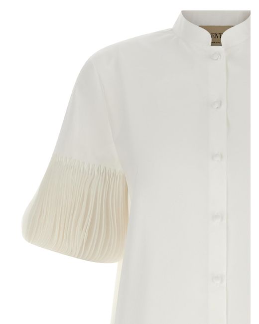 Valentino Garavani White Poplin Embroidered Shirt Cotton Shirt, Blouse