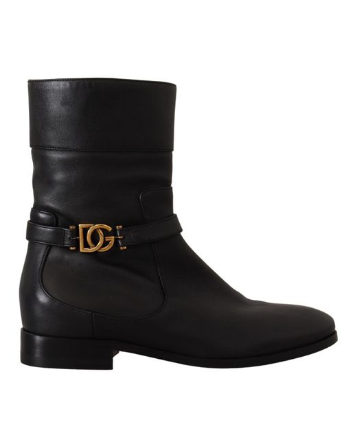 Dolce & Gabbana Black Elegant Leather Biker Boots