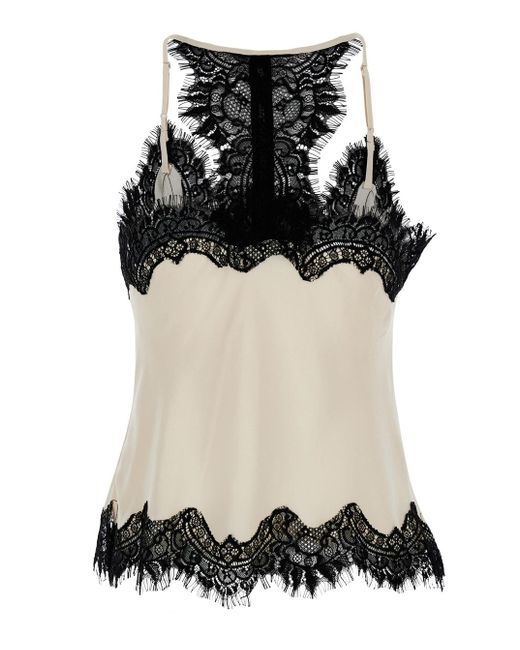 Gold Hawk Black Lucy Camie Top With Lace Trim And Racerback