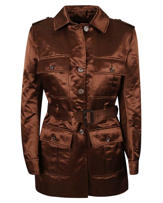 Tom Ford Brown Cotton Blend Lustrous Duchess Jacket