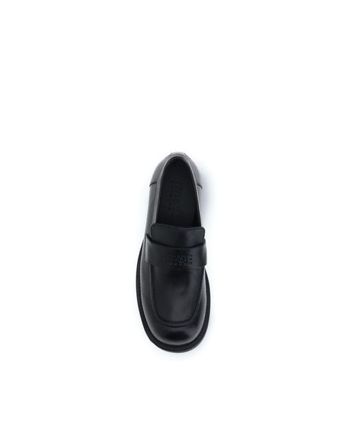 MM6 by Maison Margiela Black Calf Leather Bos Taurus Slip-On Loafers for men