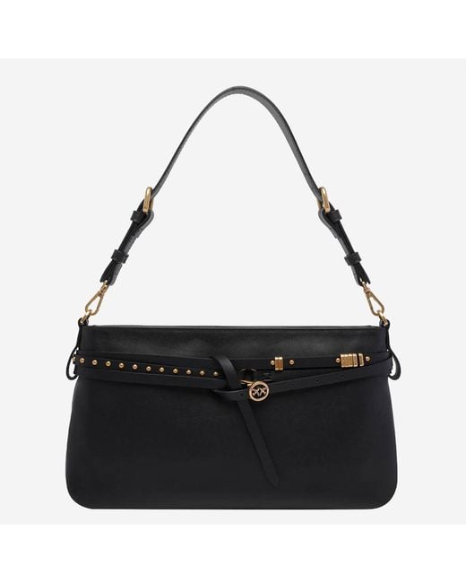 Pinko Black Leather Shoulder Bag