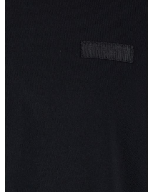 Givenchy Black Crew Neck T-Shirt With Chest Logo Patch for men