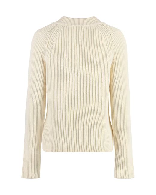 AMI White Cotton-Blend Sweater