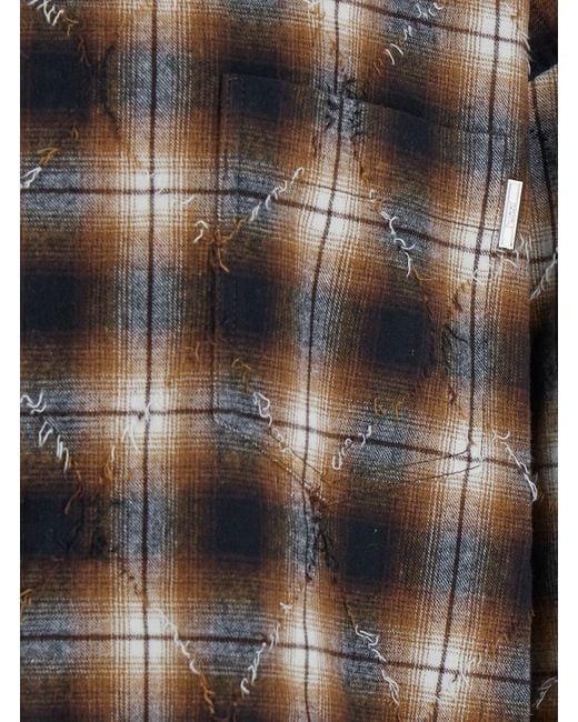 Juun.J Black Shirt With Classic Collar And All-Over Check Motif for men