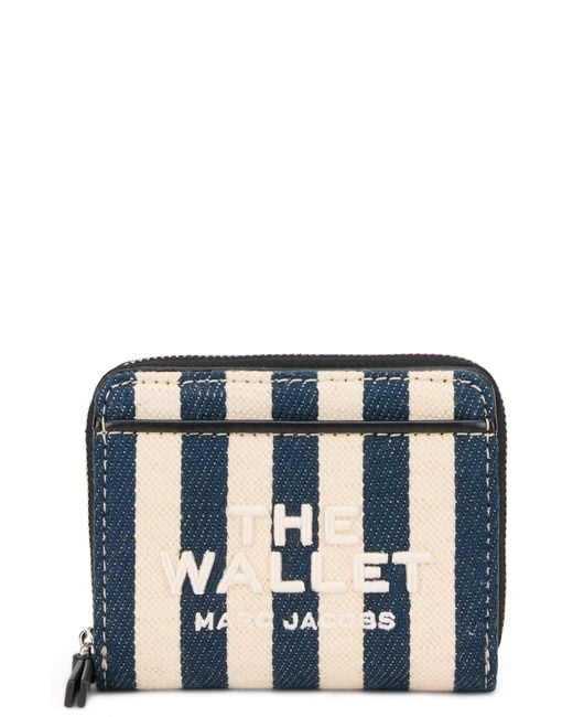 Marc Jacobs Blue Compact Wallet The Stripe Cotton & Purses