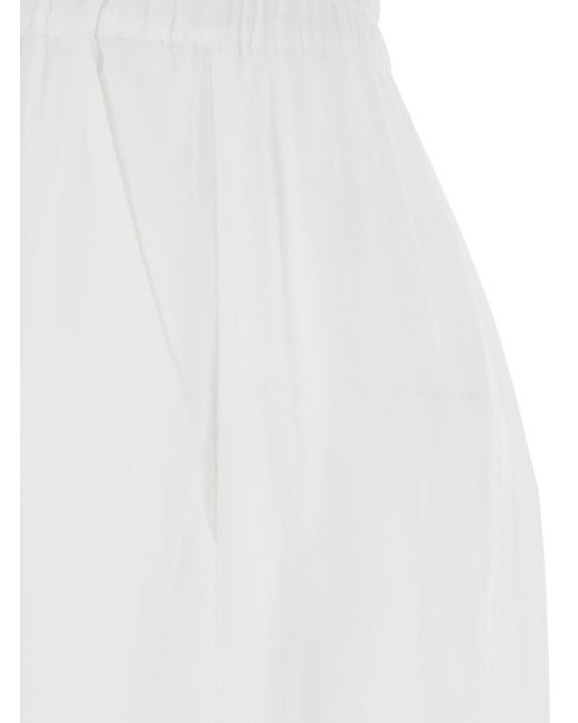 ANDAMANE White Wiley Pants With Elastic Waist And Wide Leg Design