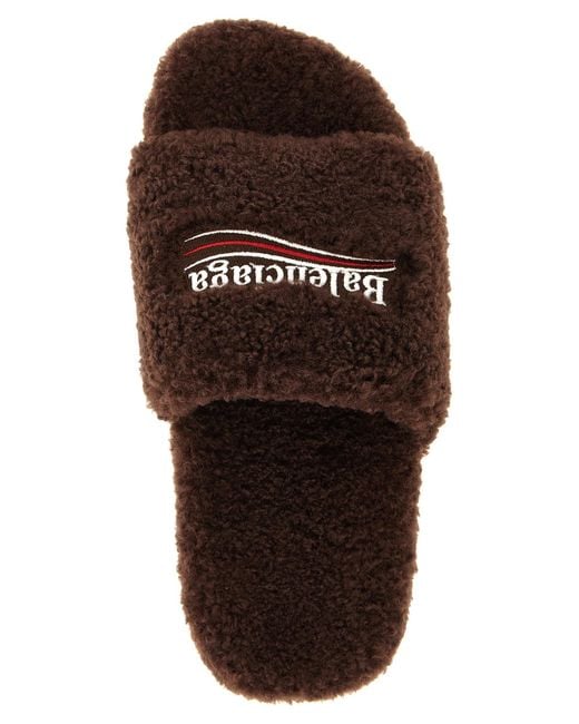 Balenciaga Brown Polyester Slides Shoe