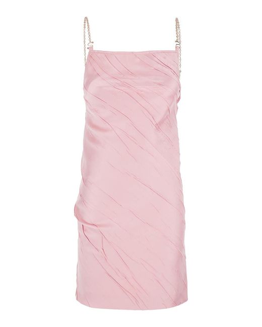 Sportmax Pink Dress With Removable Chain-Link Strap Polyester