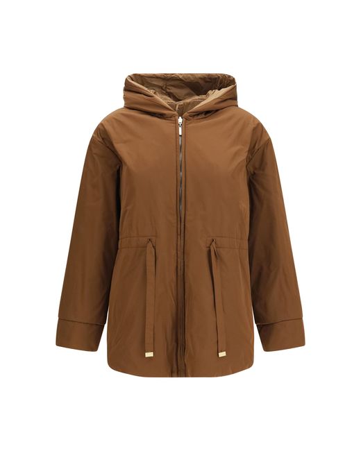 Max Mara Brown Parka Reversible Padded Outer: Polyester Puffer Jackets