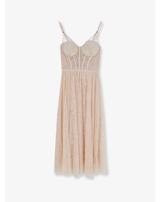 Elisabetta Franchi White Dress Lace Polyamide