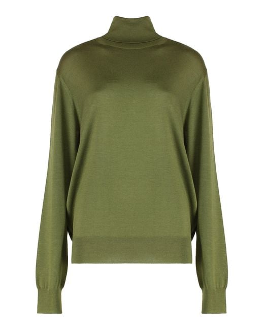 Saint Laurent Green Wool Blend Turtleneck Sweater