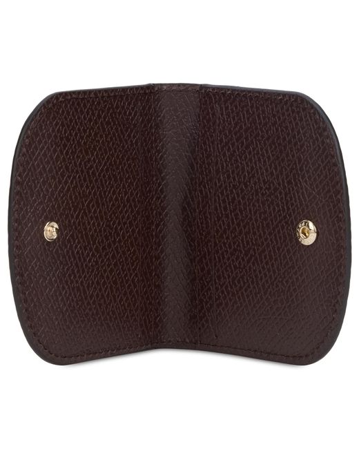 Longchamp Brown Card Holder With Ring Leather Cowhide Wallets & Purses