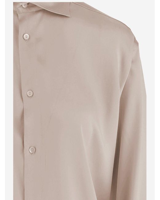 HER SHIRT HER DRESS Natural Silk Stretch Shirt Ludovica