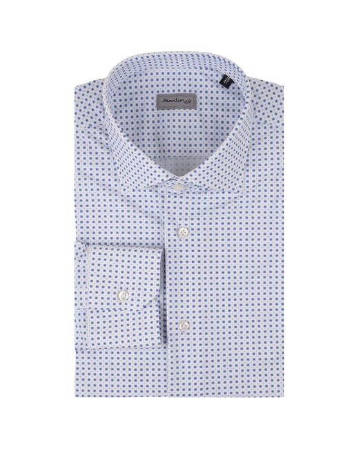 Sartorio Napoli Blue Shirt With Micro Pattern for men