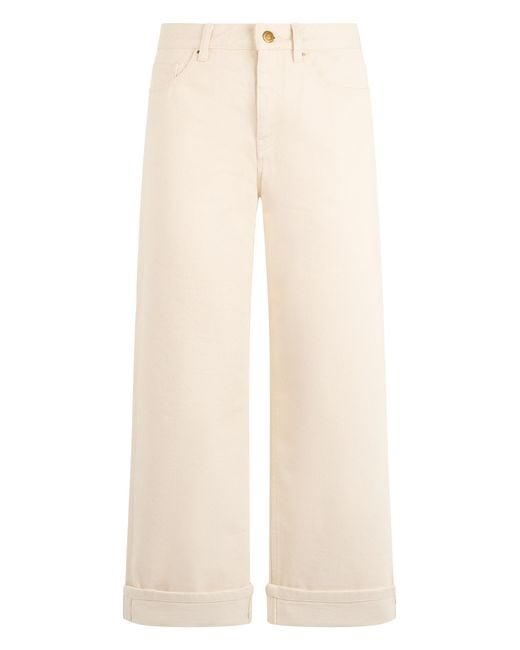 Moncler Natural Straight Trousers Cotton Twill Cuff