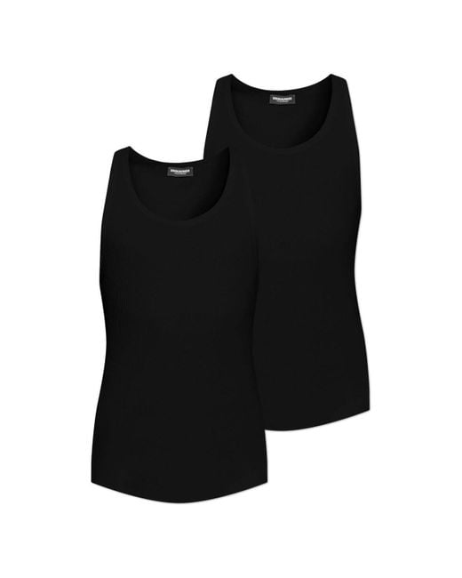 DSquared² Black Two-Pack Sleeveless T-Shirts for men