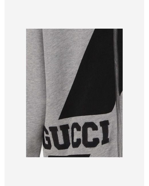 Gucci Gray Cotton Hoodie With Logo Hoods & Sweatshirts for men