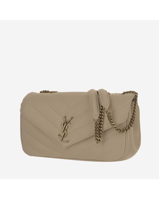 Saint Laurent Natural Medium Loulou Bag Lambskin Shoulder
