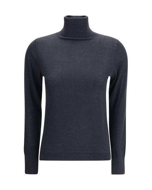 Allude Blue Cashmere Turtleneck Sweater