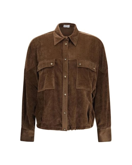 Brunello Cucinelli Brown Corduroy Shirt Viscose; Kashmir/Capra Hircus