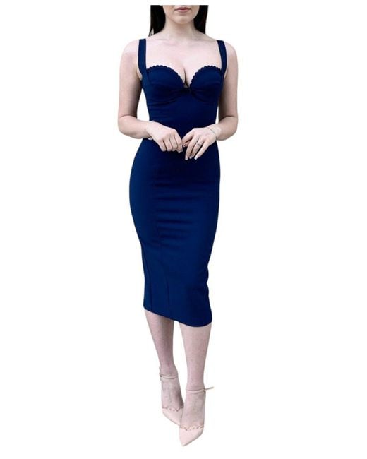 Elisabetta Franchi Blue Double Stretch Crêpe Dress