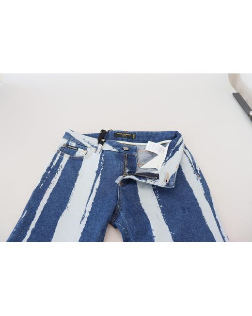Dolce & Gabbana Blue Sleek Striped Sli Fit Italian Jeans
