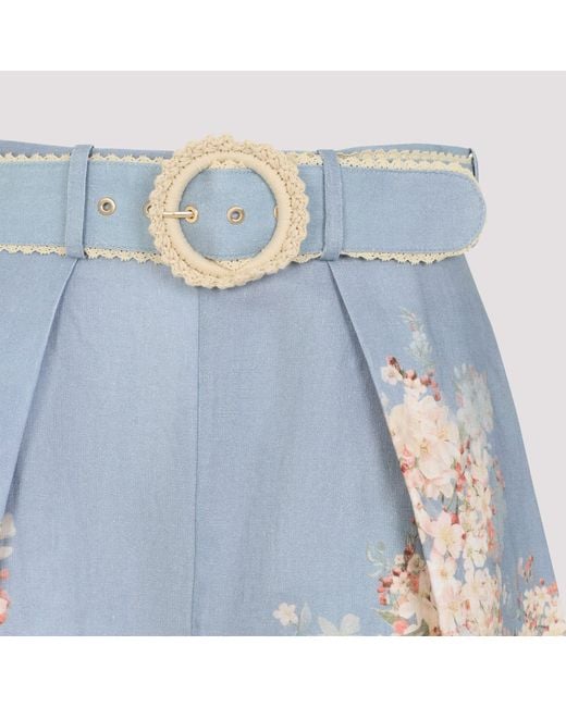 Zimmermann Blue Cascadian Tuck Shorts