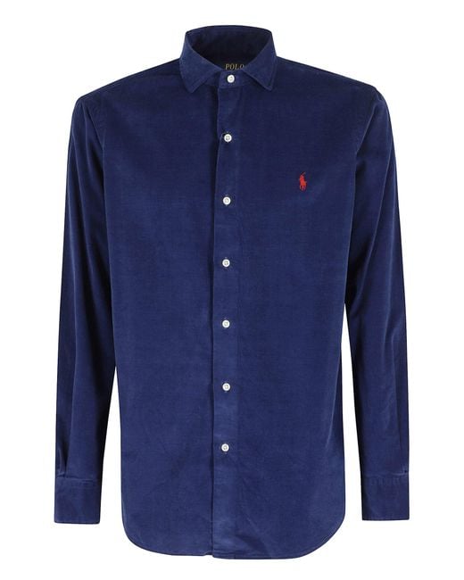 Polo Ralph Lauren Classic Collar Long Sleeve Shirt in Blue for Men ...