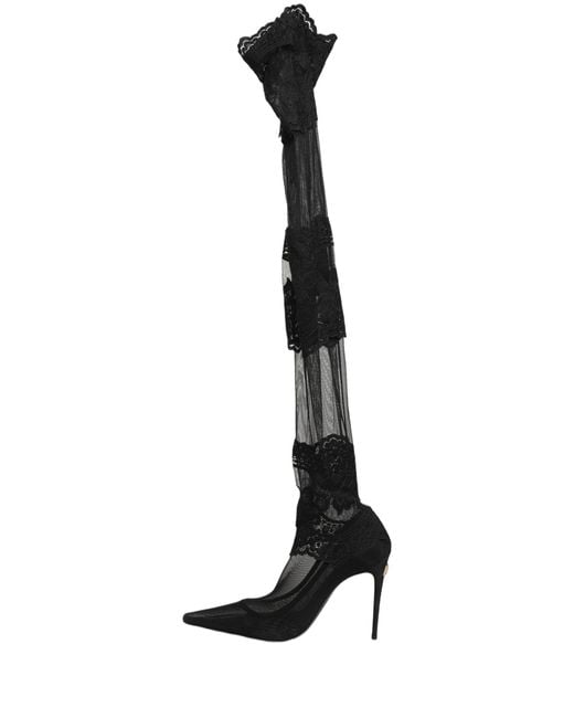 Dolce & Gabbana White Over The Knee Sock Pumps Boots Shoes Nylon Viscose Elastane