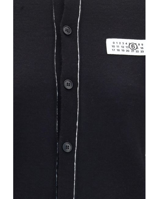 MM6 by Maison Margiela Blue Wool Blend Button Cardigan