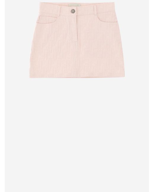 Fendi Pink Stretch Cotton Blend Skirt