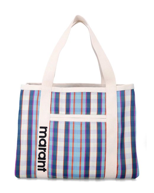 Isabel Marant White Darwen Striped Shoulder Tote