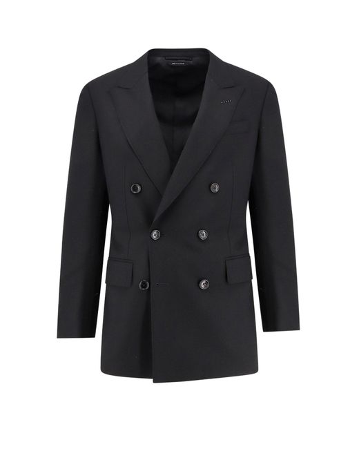 Tom Ford Black Double-Breasted Wool Blazer for men
