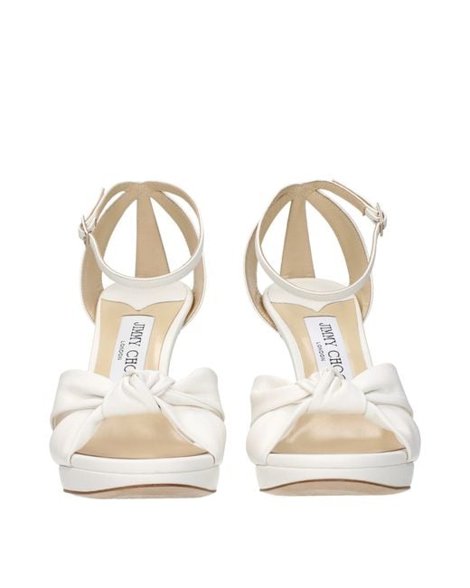 Jimmy Choo White Leather Platform Sandals