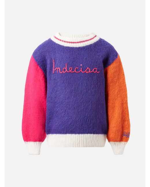 Mc2 Saint Barth Pink Boxy Sweater Danya Soft Jr With Indecisa Embroidery