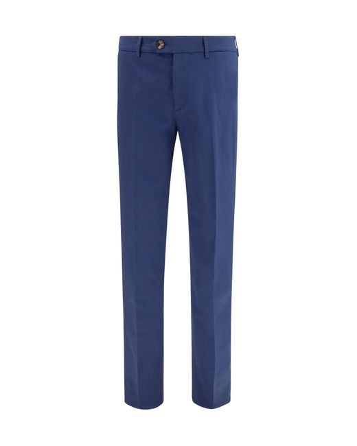 Brunello Cucinelli Blue Cotton Pants Cotton; Elastane for men