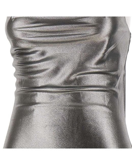 ROTATE BIRGER CHRISTENSEN Gray Metallic Mini Slip Dress