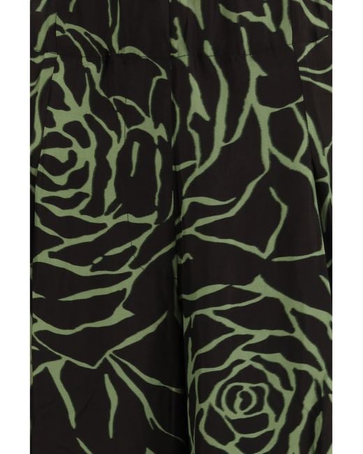 Dries Van Noten Green Wide-Leg Pants Viscose Trousers