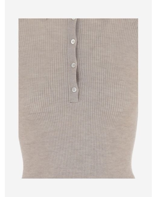 Sa Su Phi Gray Polo Shirt Cashmere-Silk Tops
