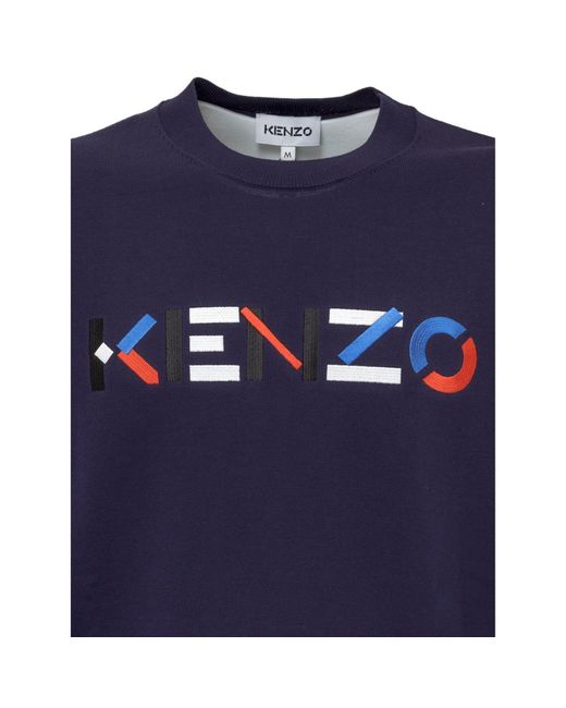 KENZO Blue Cotton Logo Sweater for men