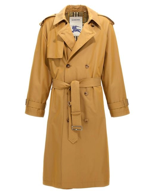 Burberry Yellow Double-Breasted Long Trench Coat for men