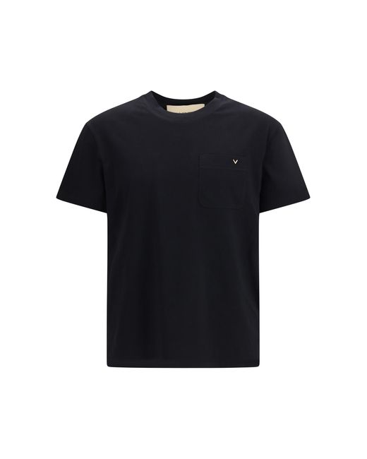 Valentino Black Cotton T-Shirt With Vgold T-Shirts for men