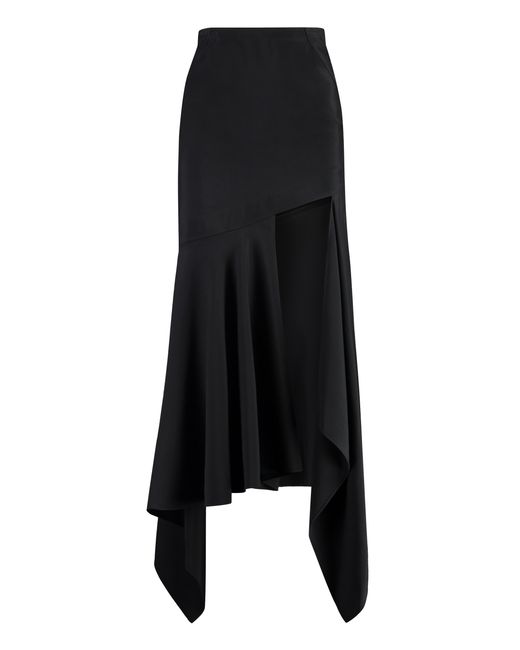 Mugler Black Gabardine Midi Skirt Viscose