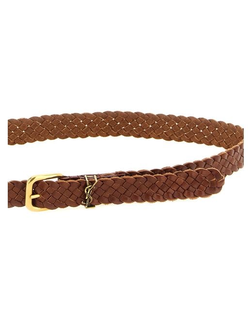 Saint Laurent White Calfskin Regular Belt for men