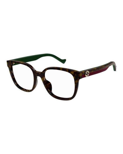 Gucci Black Eyeglasses Square Full Rim, Dark Frame And Clear Demo Lenses Lens Gg1305Oa002
