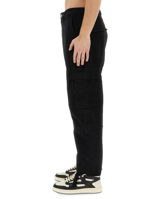 Marcelo Burlon Black Cargo Pants Cotton Trousers for men
