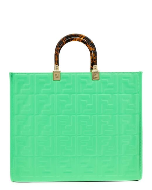 Fendi Green Sunshine Midi Shopping Bag